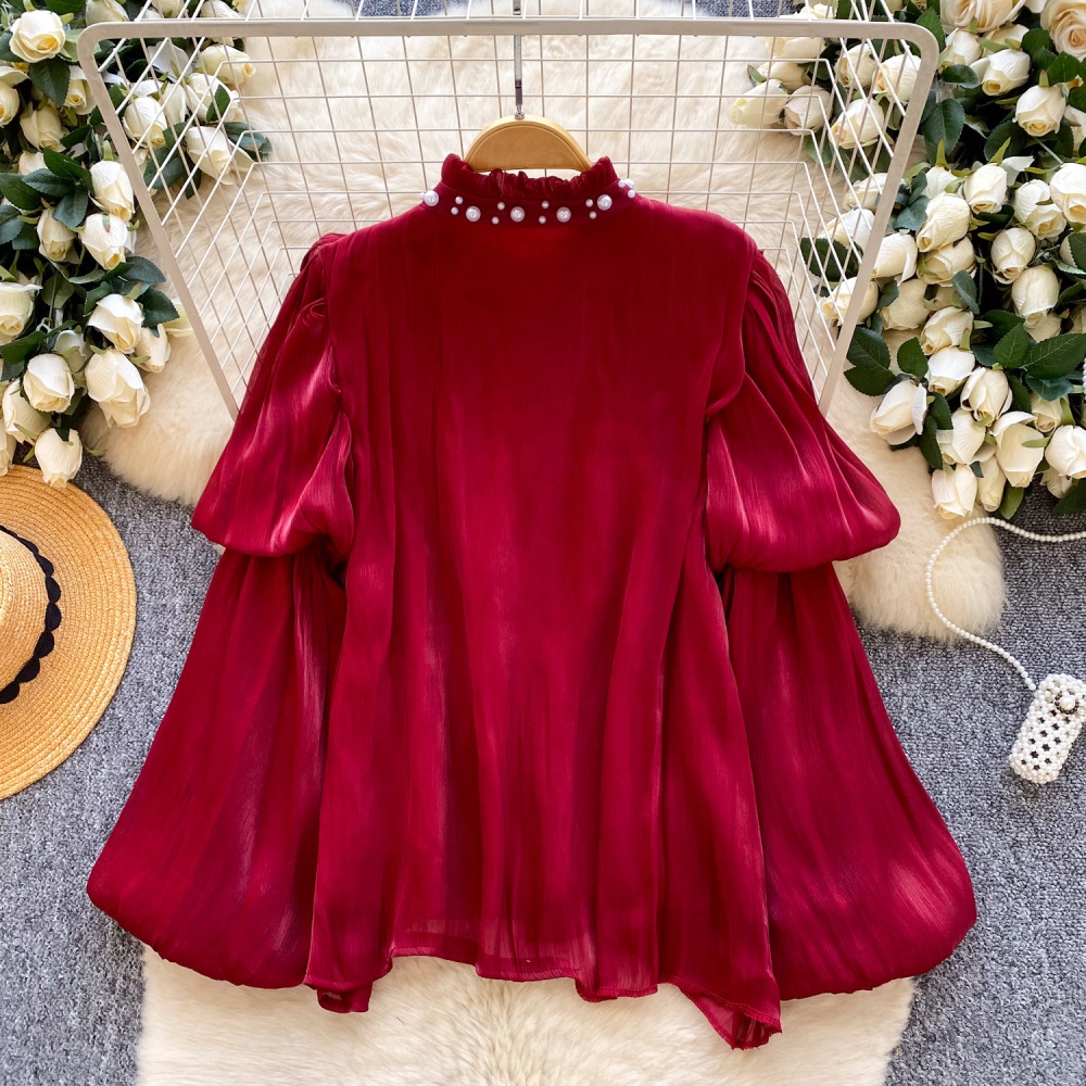 Unique pure tops cstand collar shirt for women