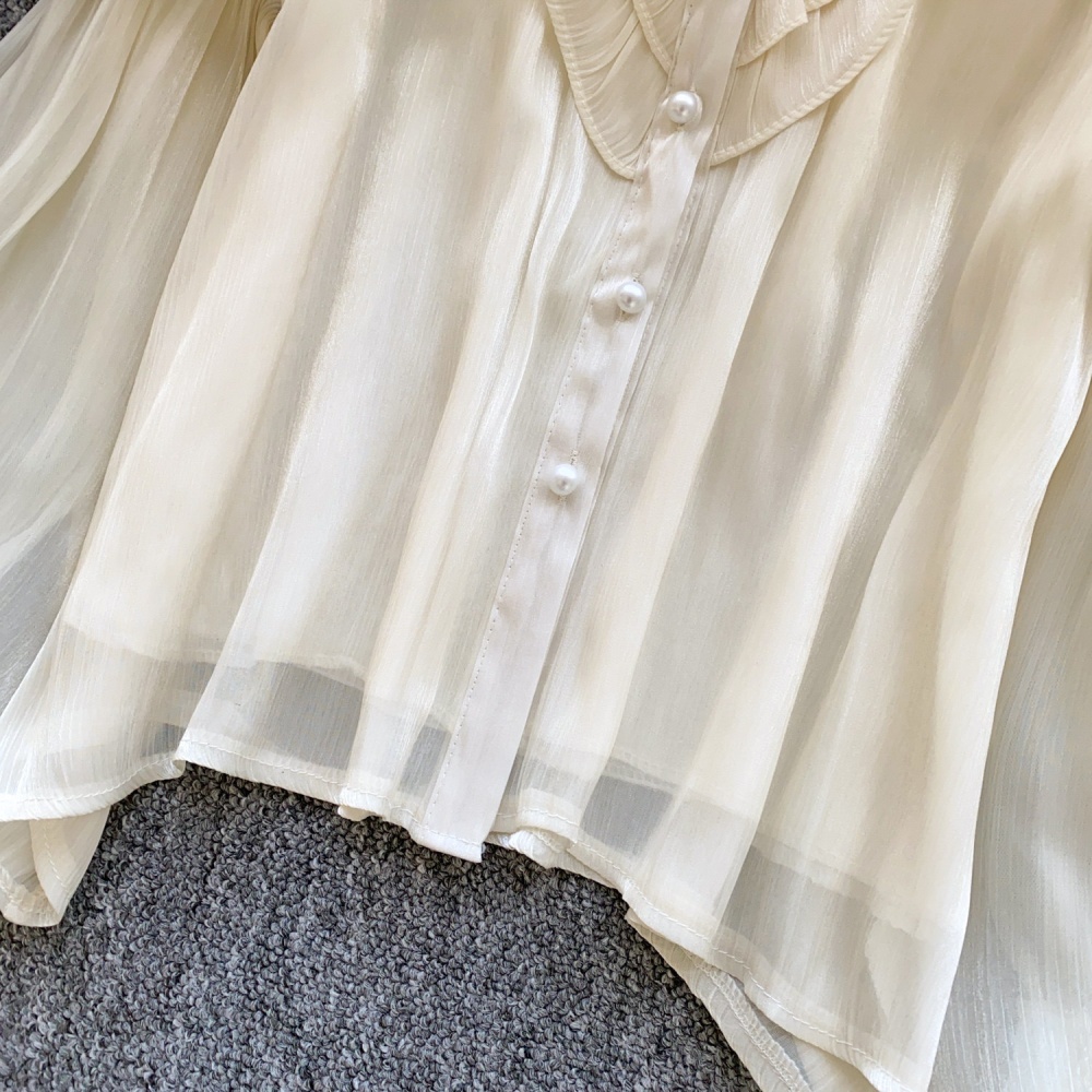 Unique pure tops cstand collar shirt for women