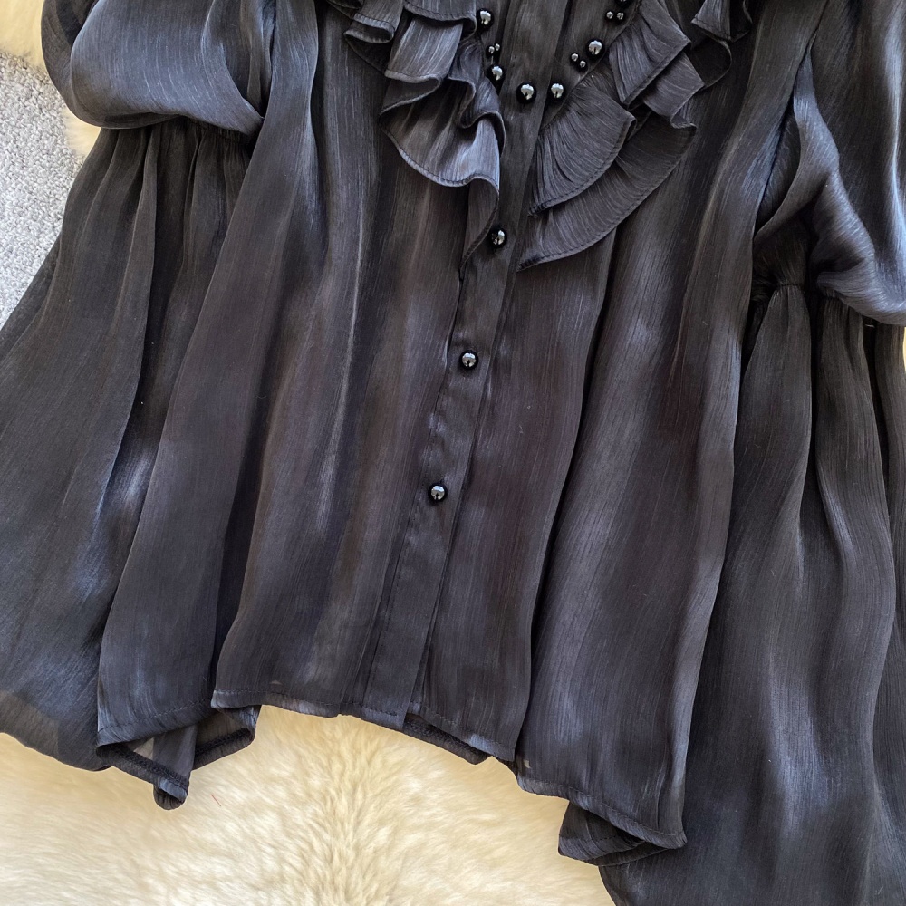 Unique pure tops cstand collar shirt for women