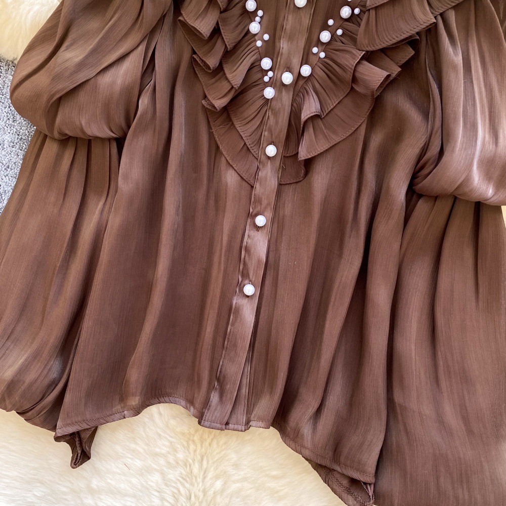 Unique pure tops cstand collar shirt for women