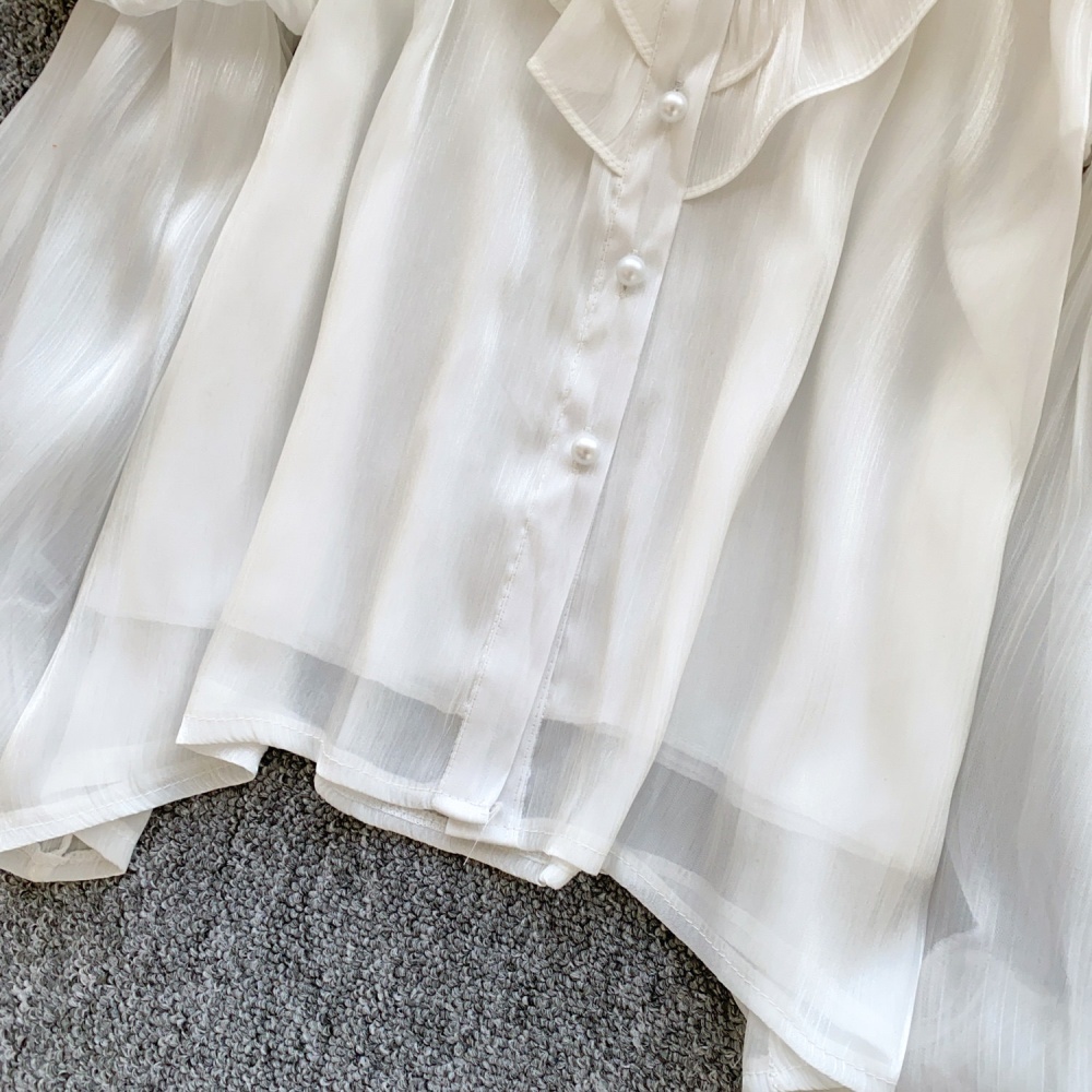 Unique pure tops cstand collar shirt for women