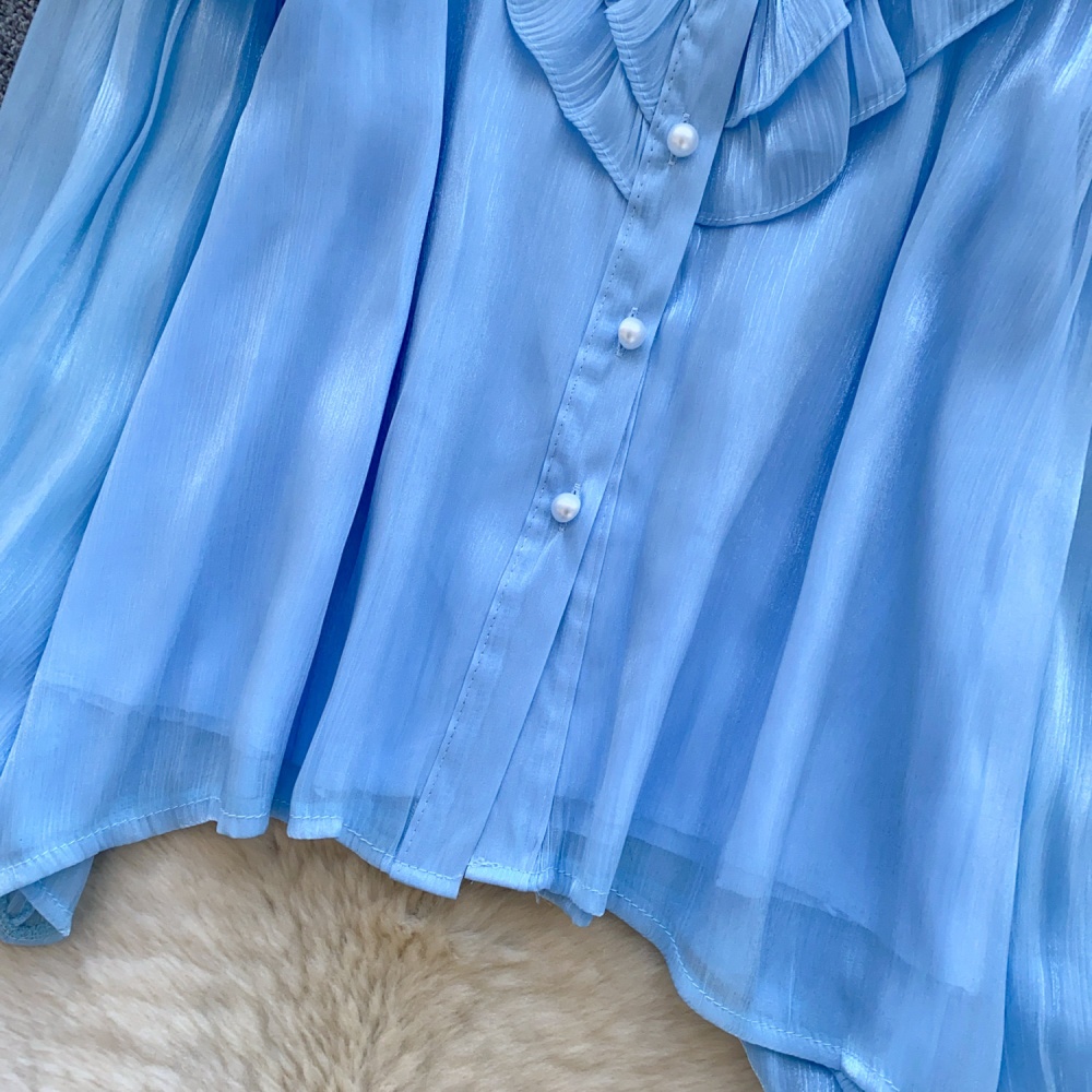 Unique pure tops cstand collar shirt for women