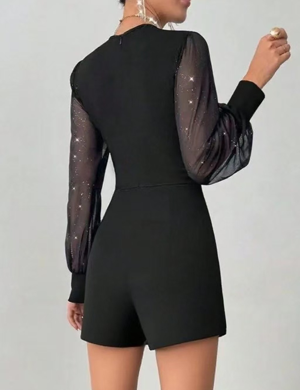 European style sexy jumpsuit splice shorts