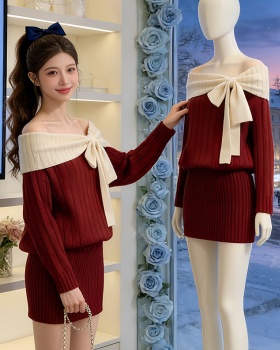 Winter flat shoulder dress strapless niche T-back for women