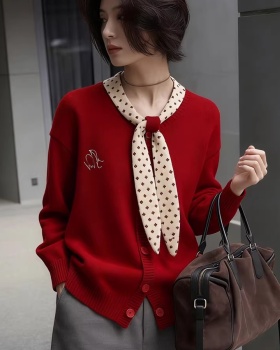 Autumn and winter sweater red scarves for women