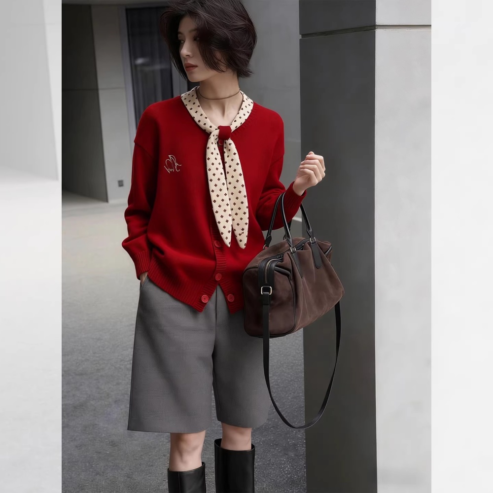 Autumn and winter sweater red scarves for women