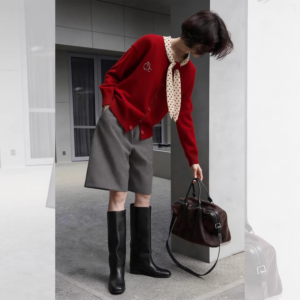 Autumn and winter sweater red scarves for women