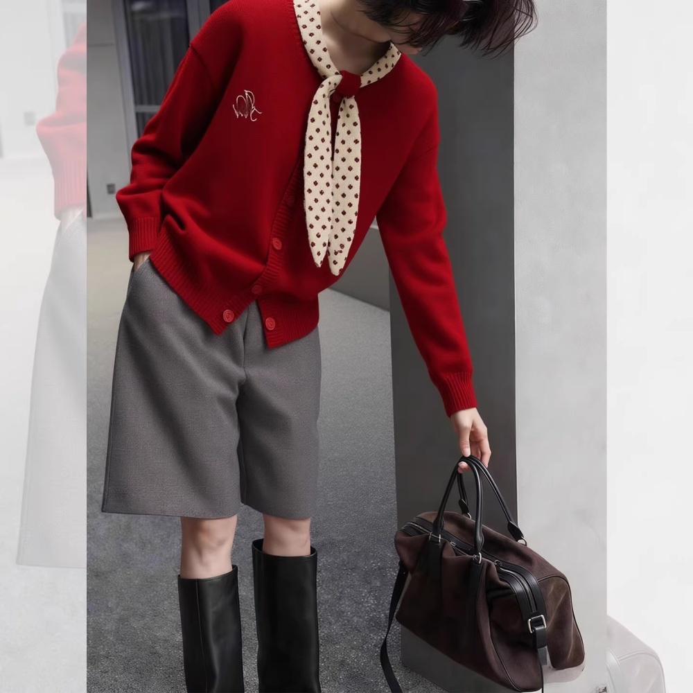 Autumn and winter sweater red scarves for women