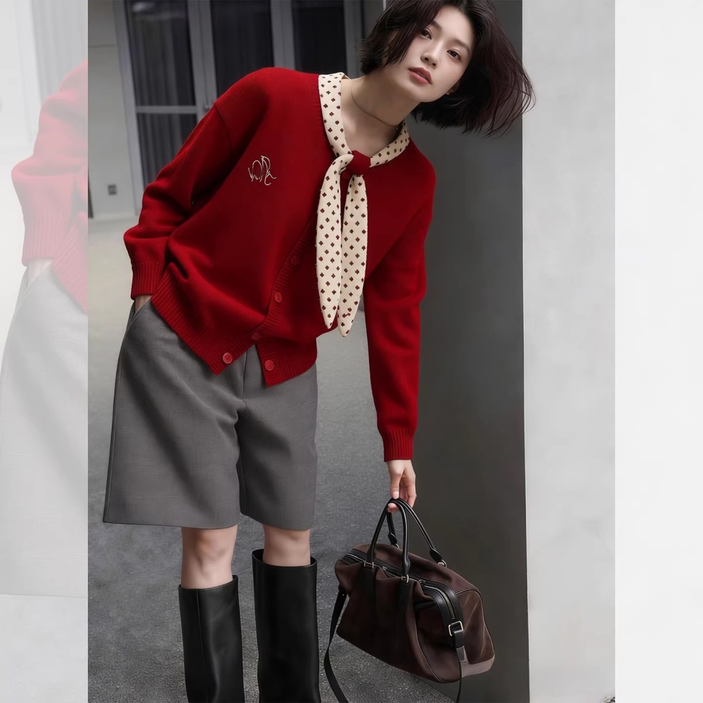 Autumn and winter sweater red scarves for women
