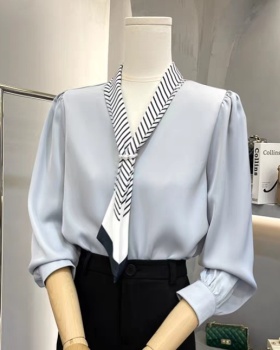 Satin simple slim commuting led temperament shirt