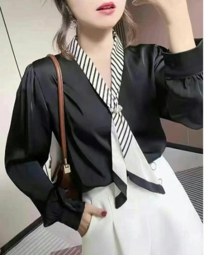 Satin simple slim commuting led temperament shirt