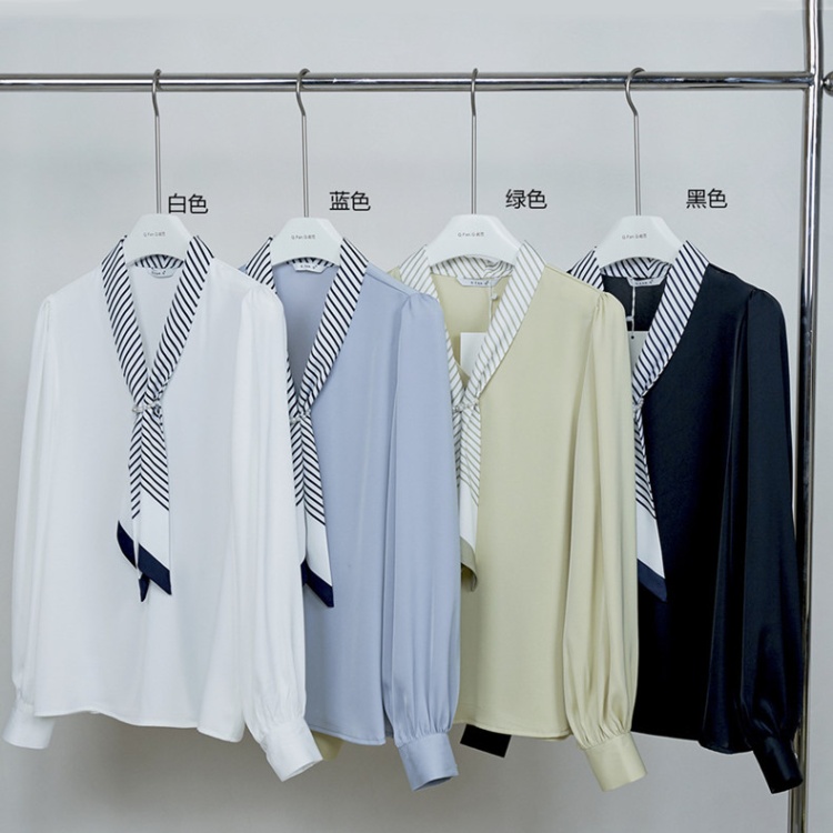 Satin simple slim commuting led temperament shirt