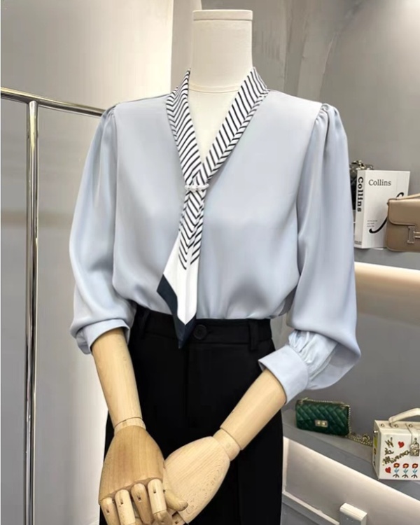 Satin simple slim commuting led temperament shirt