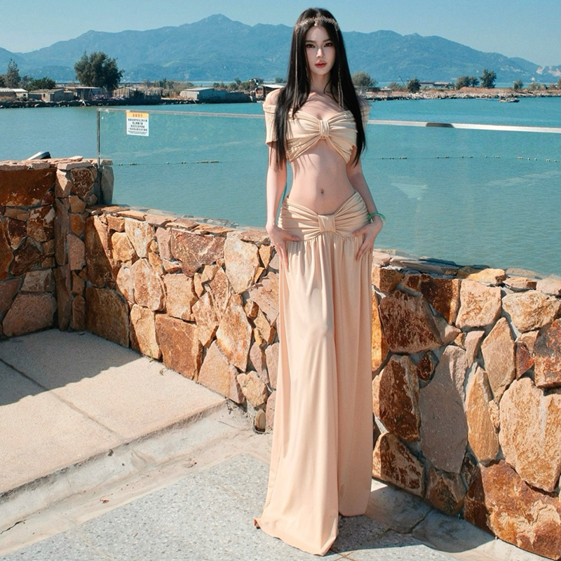 Banquet slim long skirt temperament pinched waist formal dress