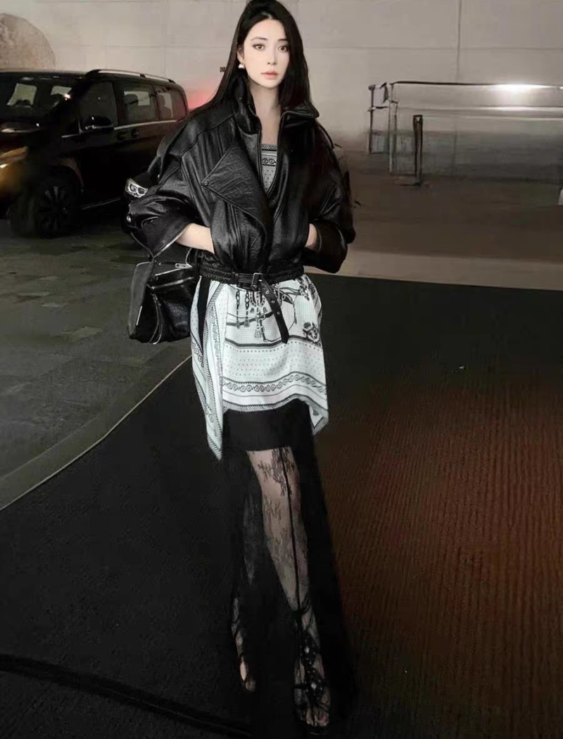 Short lapel leather coat spicegirl jacket for women