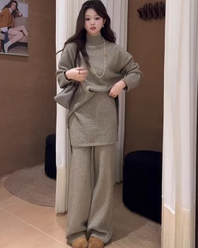 Lazy wide leg pants sweater 3pcs set for women