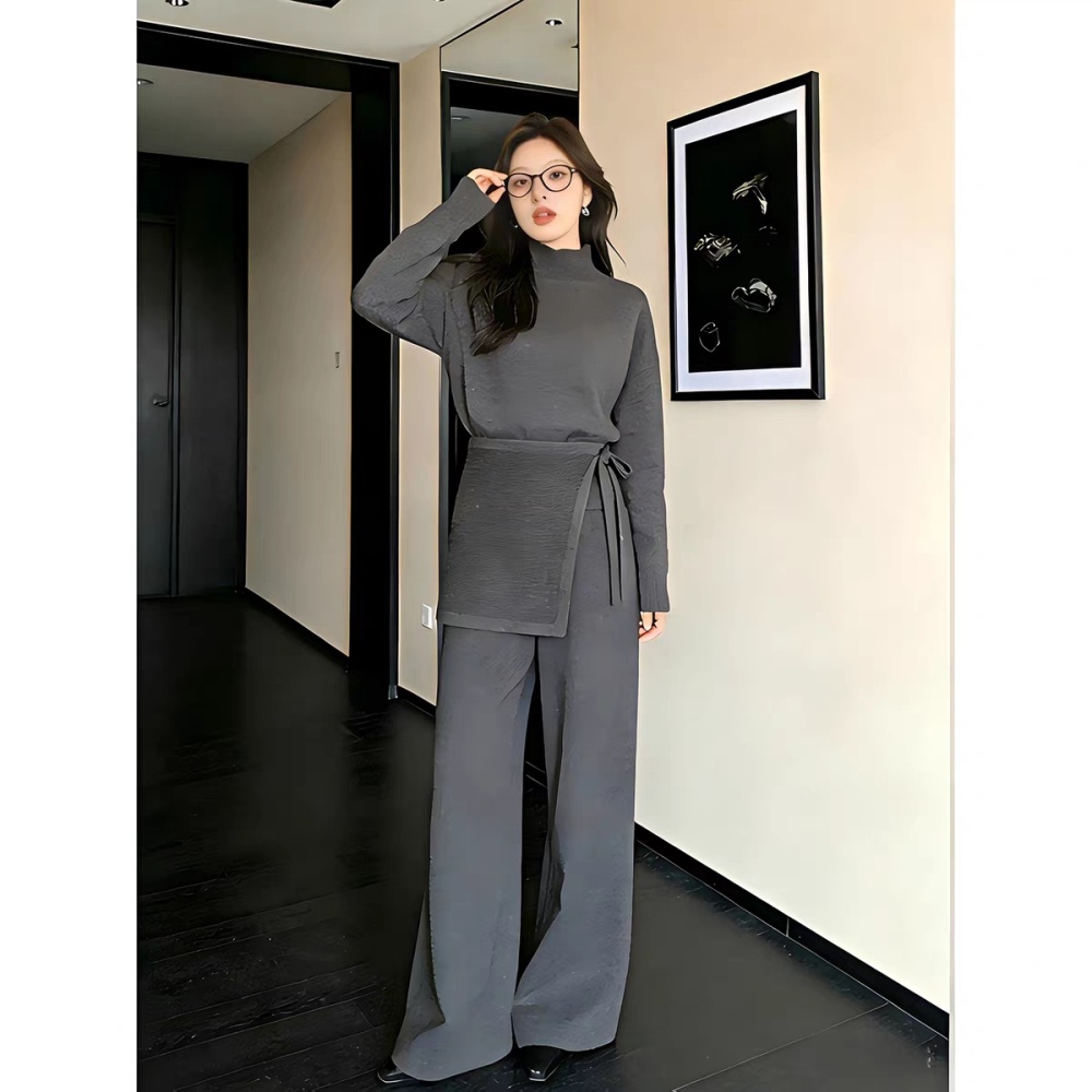 Lazy wide leg pants sweater 3pcs set for women