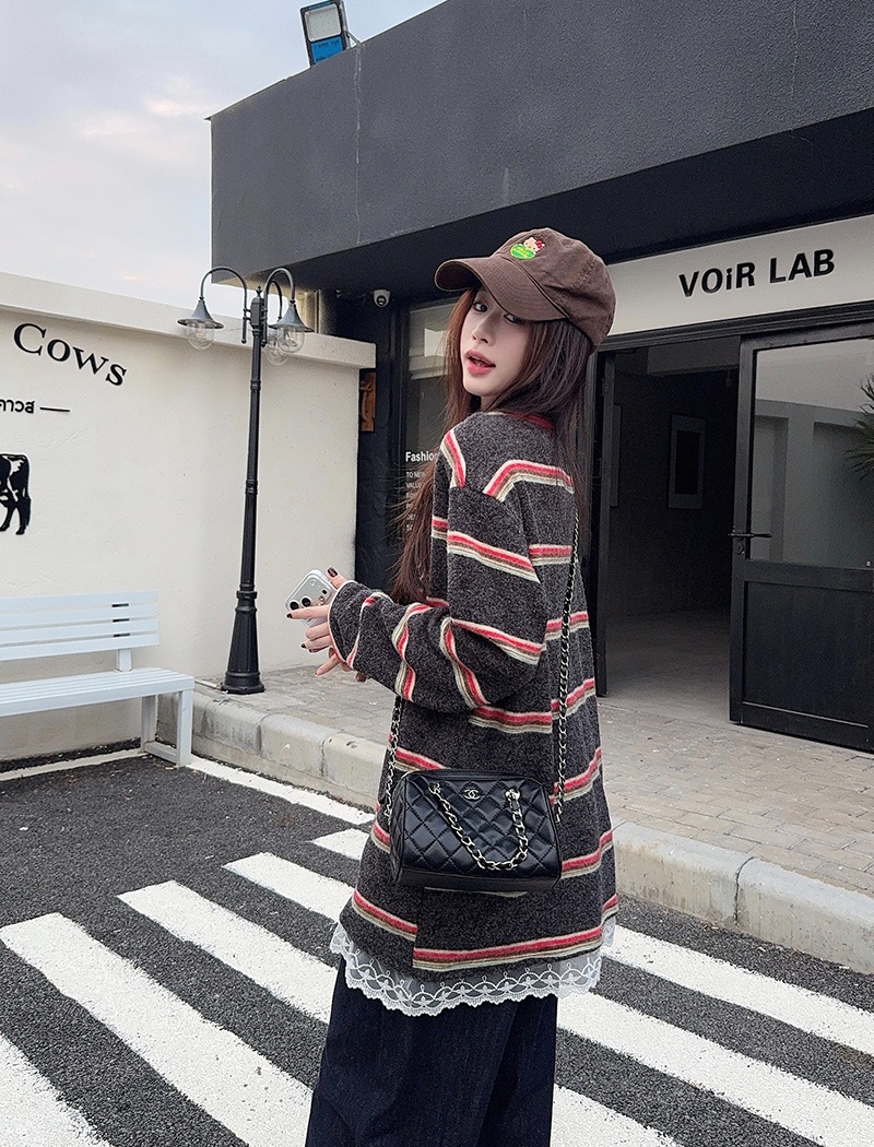 Stripe tops spring and autumn bottoming shirt for women