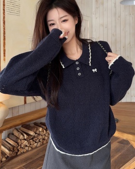 Loose embroidered flowers autumn and winter sweater