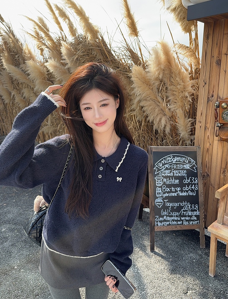 Loose embroidered flowers autumn and winter sweater