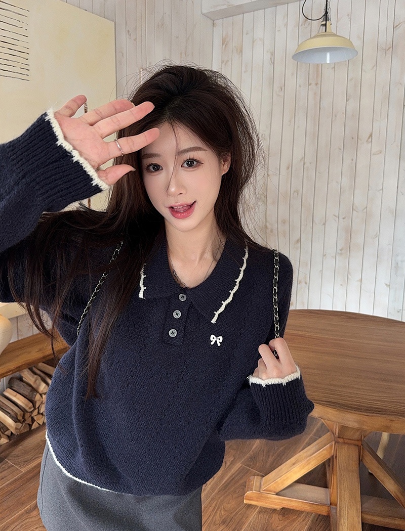 Loose embroidered flowers autumn and winter sweater