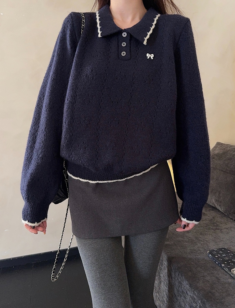 Loose embroidered flowers autumn and winter sweater