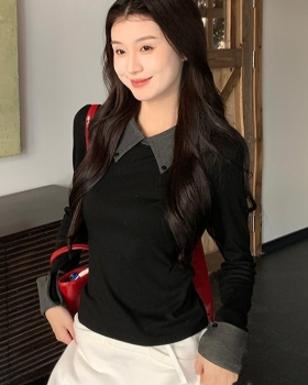 Long sleeve pure tops thin bottoming shirt for women