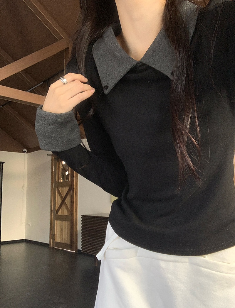 Long sleeve pure tops thin bottoming shirt for women