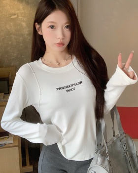 Embroidery round neck bottoming shirt thin T-shirt for women