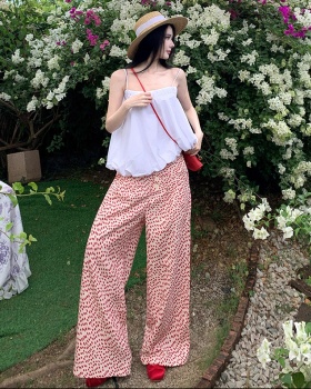 Casual halter sling tops bud hem American style long pants