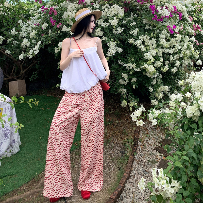 Casual halter sling tops bud hem American style long pants