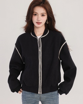Retro loose cardigan Casual spring baseball uniforms for women