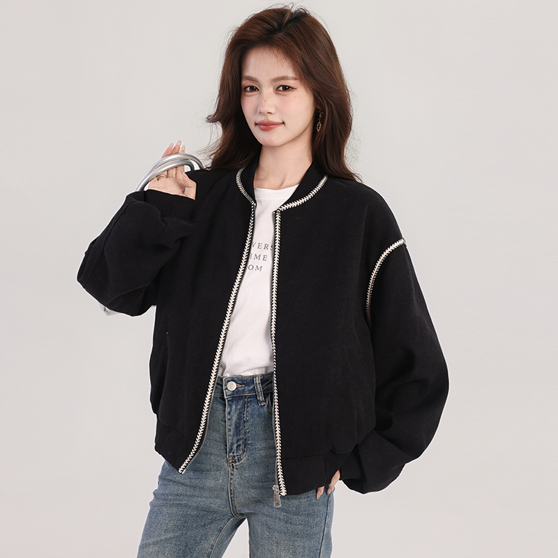 Retro loose cardigan Casual spring baseball uniforms for women