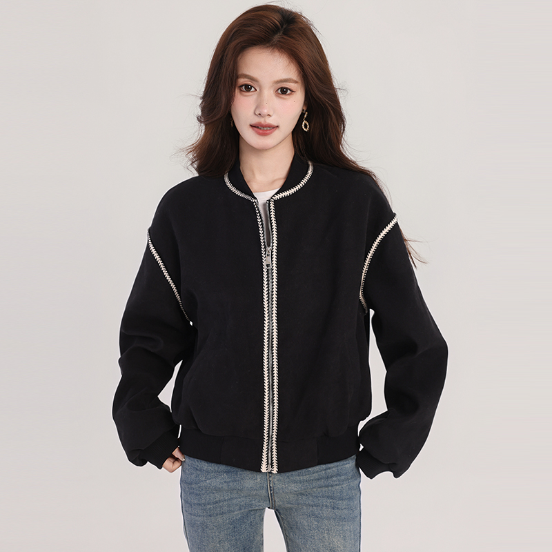 Retro loose cardigan Casual spring baseball uniforms for women