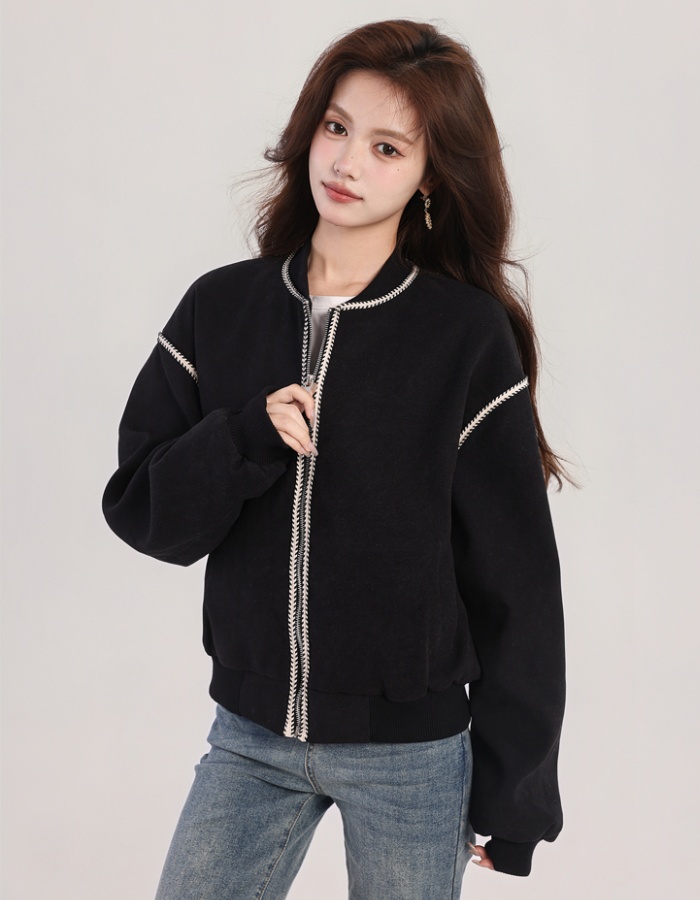 Retro loose cardigan Casual spring baseball uniforms for women