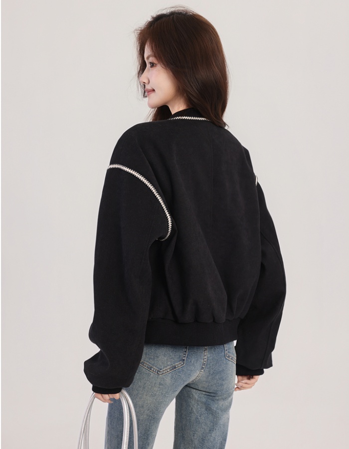 Retro loose cardigan Casual spring baseball uniforms for women