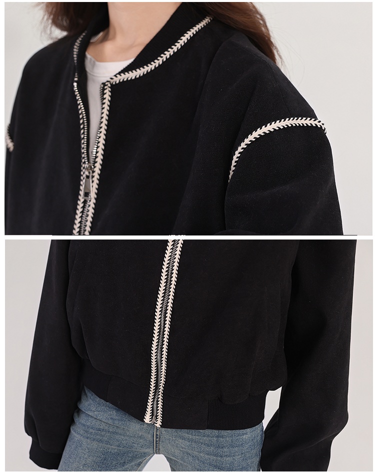 Retro loose cardigan Casual spring baseball uniforms for women