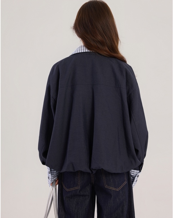 Spring mixed colors tops Pseudo-two lapel coat