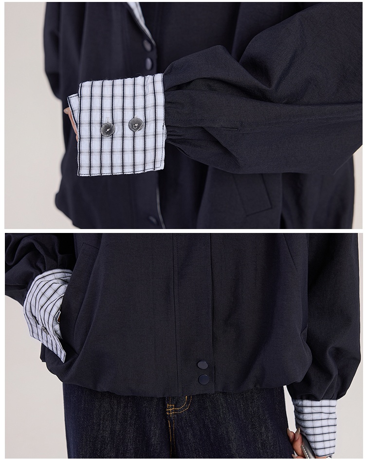 Spring mixed colors tops Pseudo-two lapel coat