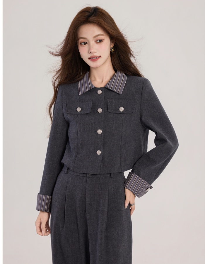 Fashionable wool spring gray business suit 2pcs set