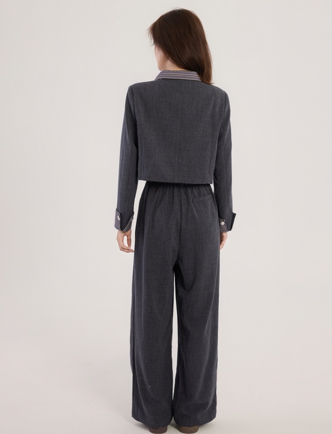 Fashionable wool spring gray business suit 2pcs set