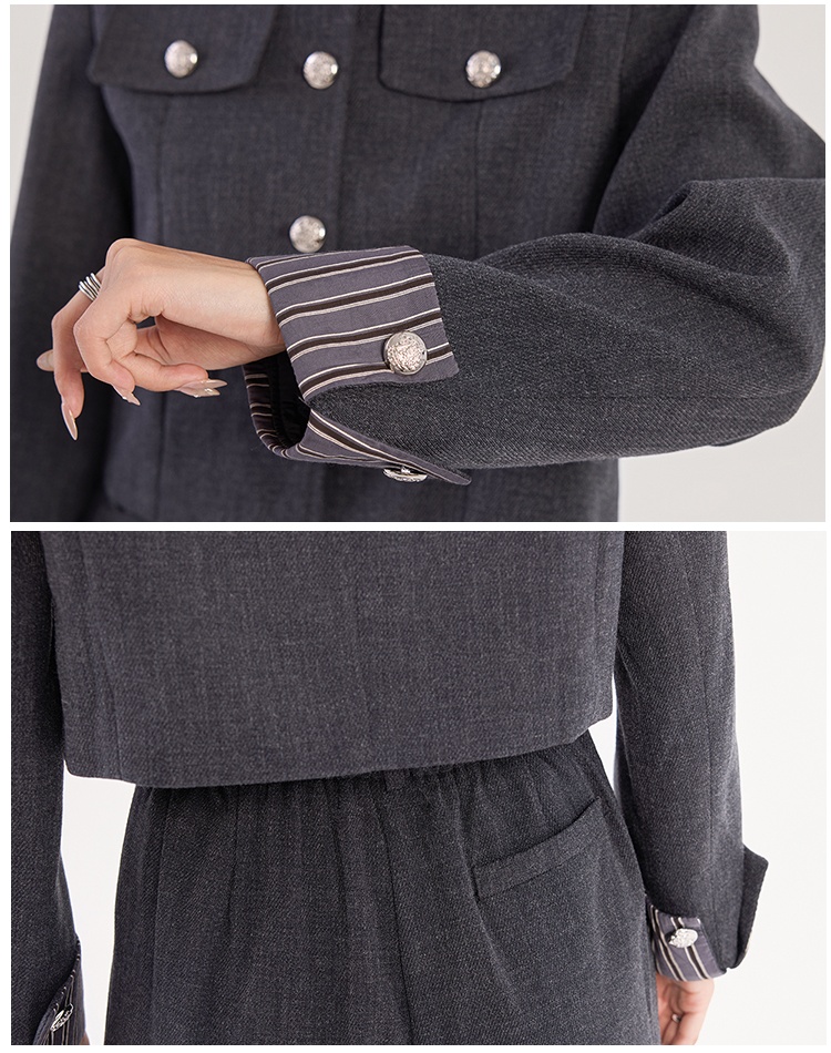 Fashionable wool spring gray business suit 2pcs set