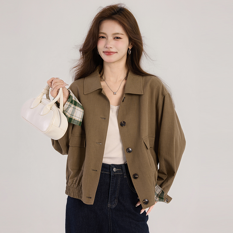 Spring lapel coat locomotive short windbreaker