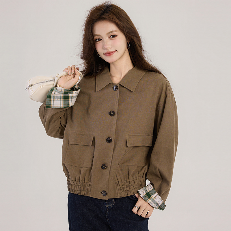 Spring lapel coat locomotive short windbreaker