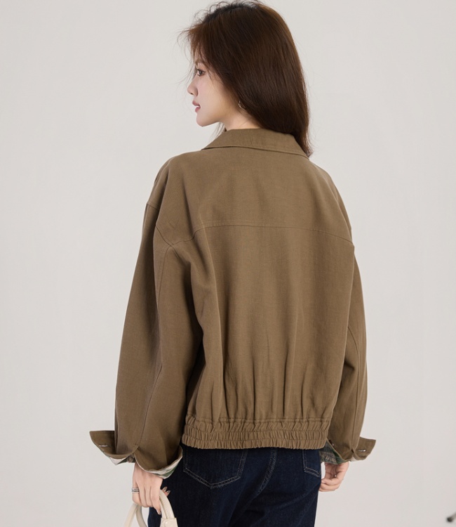 Spring lapel coat locomotive short windbreaker