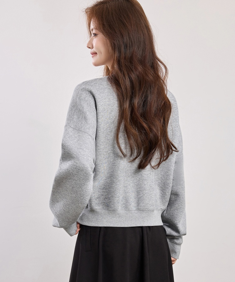 Spring short niche belt bat sleeve round neck hoodie