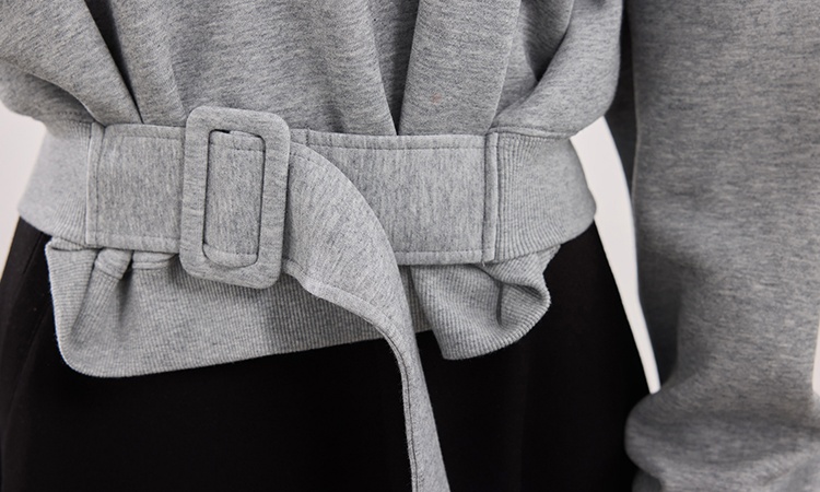 Spring short niche belt bat sleeve round neck hoodie