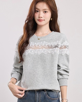 Spring lace hollow hoodie all-match loose tops for women