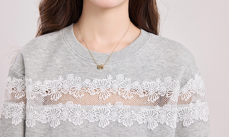 Spring lace hollow hoodie all-match loose tops for women