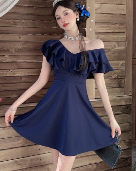 Big skirt lotus leaf edges package hip dress